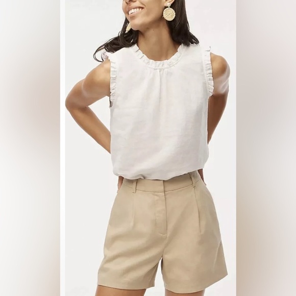 J. Crew Tops - JCrew Chic White Ruffle Sleeveless Top